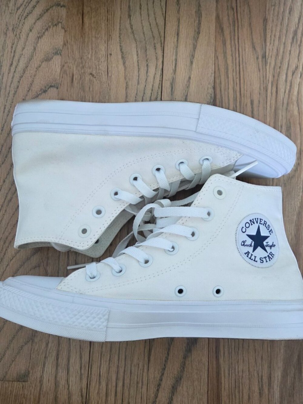 White Converse Chuck Taylor All Star II Lunarlon High Top Sneakers Unisex Size 8 - Picture 13 of 16